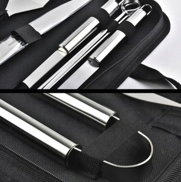 AKCESORIA DO GRILLA ZESTAW SZCZYPCE PRZYBORY ZE STALI NIERDZEWNEJ ETUI 9w1