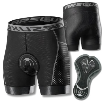 SPODENKI ROWEROWE Z WKŁADKĄ ŻELOWĄ ARSUXEO SPORTOWE MĘSKIE NA ROWER 5D XL