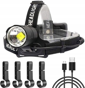 LATARKA CZOŁOWA XHP70.2 10 000LM REFLEKTOR NA GŁOWĘ OPASKA USB WHOLEFIRE