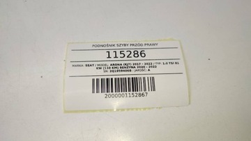 ZVEDÁK MOTOREK OKNO PŘEDNÍ PRAVÝ SEAT ARONA 2Q1959406B