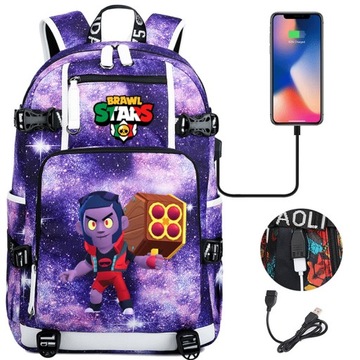 Plecak Brock Brawl Stars ZomBrock z ładowaniem USB. Duża pojemność
