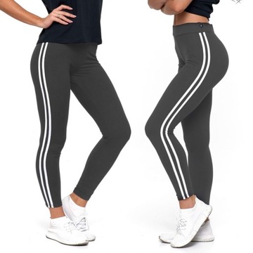 LEGGINSY DAMSKIE MORAJ SPORTOWE PEACH TOUCH Z LAMPASAMI R. S/M KOLOR SZARY
