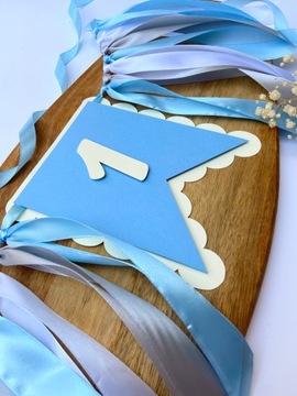 Proporczyk baner na krzesełko girlanda z cyfrą - niebieski, błękitny