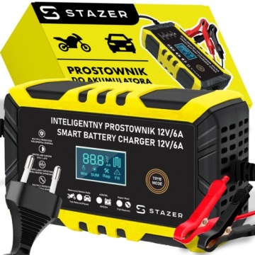 Prostownik ładowarka do akumulatorów AGM żelowych 12V samochodowy LCD 6A