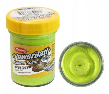Ciasto Berkley Power Bait Glitter Chartreuse Crustacea 50g Hit na pstrągi!