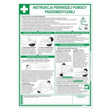 INSTRUKCJA PIERWSZEJ POMOCY PRZEDMEDYCZNEJ 35x25cm