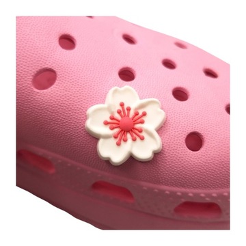 PRZYPINKA KWIATEK BIAŁO RÓŻOWY GRUBY DO BUTÓW CROCS CROCSÓW OZDOBA PIN