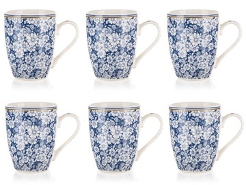 KUBEK CERAMIKA 6 x 340 ml FLOWER kwiaty BANQUET