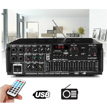 МИНИ-УСИЛИТЕЛЬ AV-MP326BT HIFI СТЕРЕО BLUETOOTH USB 2 КВТ + ПУЛЬТ ДИСТАНЦИОННОГО УПРАВЛЕНИЯ