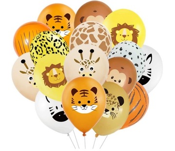 BALONY ZESTAW URODZINOWY ZOO ZWIERZĘTA 10 SZT SAFFARI