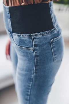Klasyczne tregginsy damskie modelujące spodnie rurki z gumą w pasie L