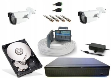 Zestaw monitoring 2 kamery 2Mpx FullHD zoom puszki