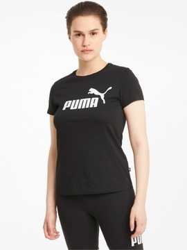 Koszulka Damska Krótki Rękaw Bawełniana Sportowa Logo Czarna T-Shirt XS