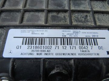 MERCEDES SL W231 R231 231 KONZOLA DESKA AIRBAG PLOCHA PÁSY KŮŽE 2316800087