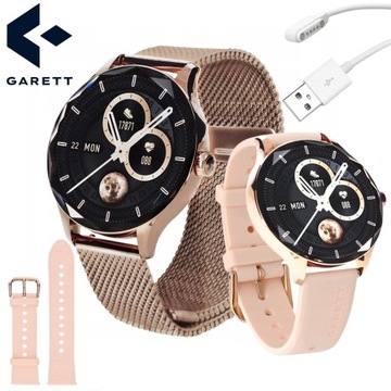 ORYGINALNY Smartwatch Garett Viva złoty stalowy POMYSŁ NA PREZENT