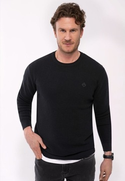 OUTLET męski Bawełniany sweter czarny VOLCANO S-ANTON L