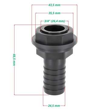 PRZYŁĄCZE DO ZBIORNIKA NA WODĘ GZ 3/4 cala - Końcówka do wody na wąż 25 mm