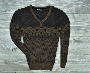 BARBOUR Wełniany Sweter Męski w Serek Wool / M