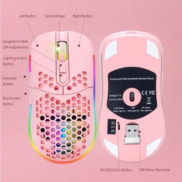 БЕСПРОВОДНАЯ ИГРОВАЯ МЫШЬ RGB BLUETOOTH 2 В 1