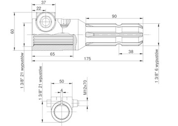 Переходник-переходник карданного вала MORGA для винта 1 3/8 (21) на валу 1 3/8 (6)