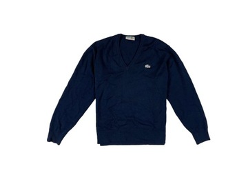 Lacoste sweter męski logo szeroki klasyk v-neck L