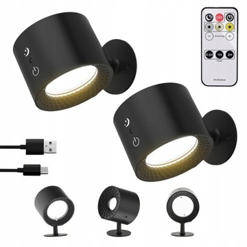 KINKIET LED WEWNĘTRZNY ZEWNĘTRZNY BEZPRZEWODOWA 2 szt LAMPA ŚCIENNA USB