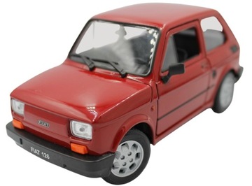 AUTO MODEL METALOWY POLSKI FIAT 126P DUŻY SKALA 1:21 CZERWONY MALUCH