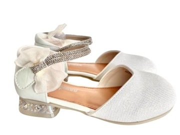 Белые блестящие балетки на высоком каблуке для девочек IZA 34