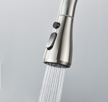 ТРЕХХОДОВОЙ КУХОННЫЙ КРАН, ФИЛЬТР, ВЫДВИЖНОЙ НОСИК, СЕРЕБРЯНЫЙ НИКЕЛЬ