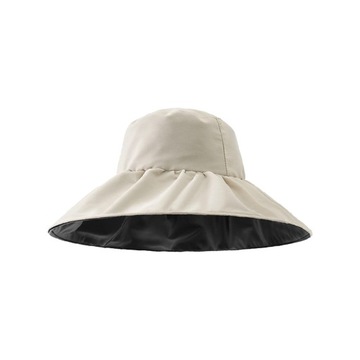 Damski kapelusz przeciwsłoneczny z szerokim rondem kapelusz plażowy ochrona przed słońcem kapelusz rybaka beżowy