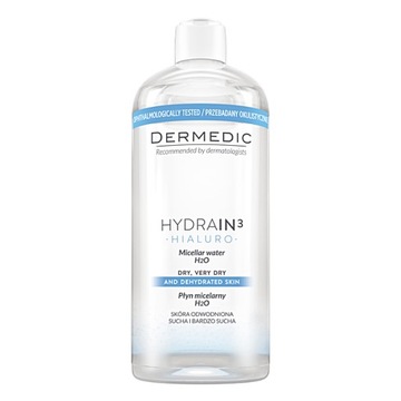 Dermedic Hydrain Hialuro Płyn micelarny do twarzy Demakijażu H2O 500ml