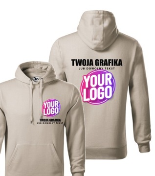 Bluza męska z kapturem z NADRUKIEM logo z przodu i na plecach 413