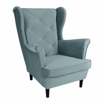 Elegancki Fotel na Nogach Biuro Salon Tapicerowany Jasnoniebieski 102x95x81