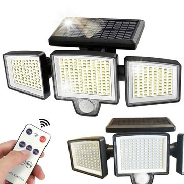 MOCNA LAMPA OGRODOWA 3w1 Z CZUJNIKIEM RUCHU ZMIERZCHU PANEL SOLARNY LED