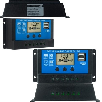 SOLARNY REGULATOR ŁADOWANIA PWM LCD USB 12/24V 20A