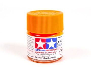 MODELARSKA FARBA AKRYLOWA POMARAŃCZOWA POŁYSK TAMIYA 10ml X-6 ORANGE (G)