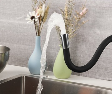 ГИБКАЯ КУХОННАЯ ФАПЕРА ДЛЯ НАСТОЛЬНОЙ МОЙКИ, ЧЕРНАЯ, ЛЕНТА С НОСИКОМ