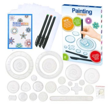 SPIROGRAF MEGA ZESTAW DO RYSOWANIA PISAKI NAUKA ZABAWA EDUKACJA RYSOWANIE