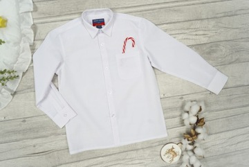 Элегантная рубашка для мальчика БЕЛАЯ, длина 134 см.