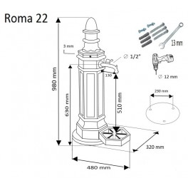 Садовый кран ROMA античная бронза 22/12 алюминий