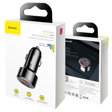 АВТОМОБИЛЬНОЕ ЗАРЯДНОЕ УСТРОЙСТВО BASEUS FAST USB/USB-C 45 Вт PD QC МОЩНОЕ ДЛЯ ПРИкуривателя
