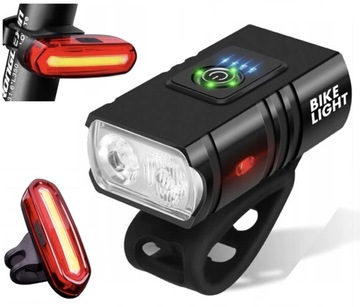 Mocne oświetlenie rowerowe przód oraz tył lm akumulator - ładowanie USB