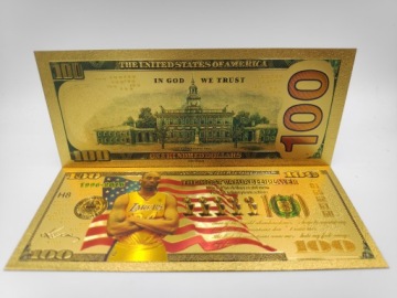 Красивая позолоченная банкнота номиналом 100 долларов Коби Брайант IV