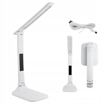 НАСТОЛЬНАЯ СВЕТОДИОДНАЯ ЛАМПА С ЧАСАМИ + ТЕРМОМЕТР 36,6см белая