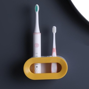 Uchwyt na szczoteczki do zębów z podwójnym otworem, oszczędzający miejsce, żółty