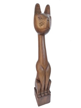 bardzo duży KOT KOTEK z drewna egzotycznego 58 cm