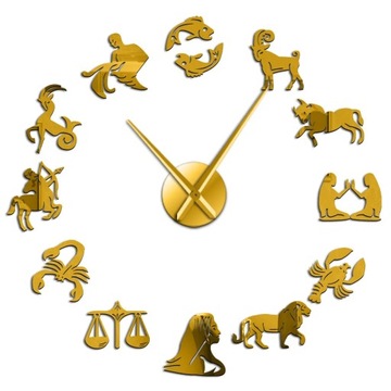 12 znaków zodiaku 3D akrylowy zegar ścienny DIY no