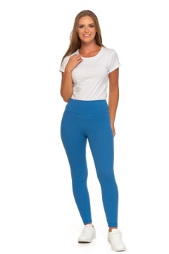 ЖЕНСКИЕ ПОЛОСАТЫЕ ЛЕГГИНСЫ С ВЫСОКОЙ ТАЛИЕЙ МОДНЫЙ СИНИЙ MORAJ L/XL