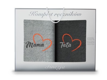 KOMPLET RĘCZNIKÓW KĄPIELOWYCH ZESTAW NA DZIEŃ MATKI I OJCA HAFT KONEY