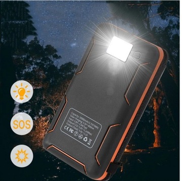 СОЛНЕЧНОЕ ЗАРЯДНОЕ УСТРОЙСТВО POWERBANK ФОНАРЬ 20000 МАч